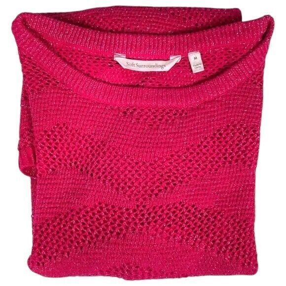 SOFT SURROUNDINGS Sweater Top Cover-Up Size Medium Crochet Fuchsia Pink EUC - Picture 16 of 16